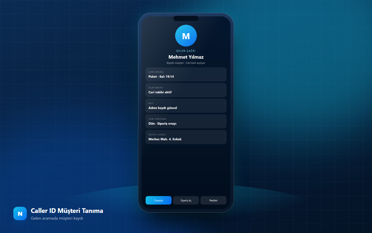 Caller ID Müşteri Tanıma arayüz ekranı